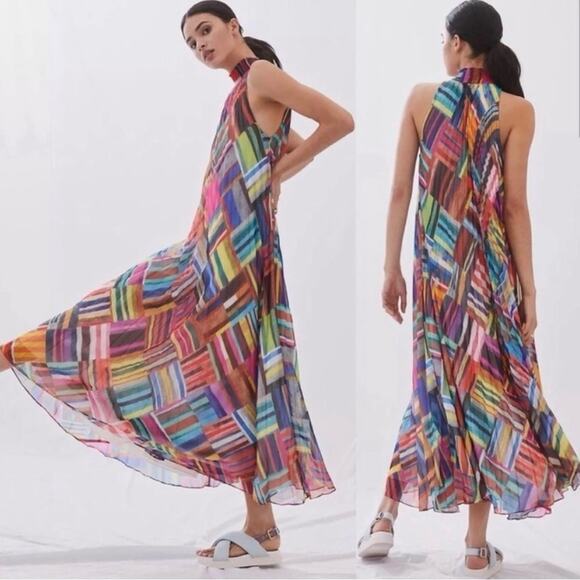 Ranna Gill (Anthropologie) Geo Halter Maxi Dress- M - Picture 3 of 10
